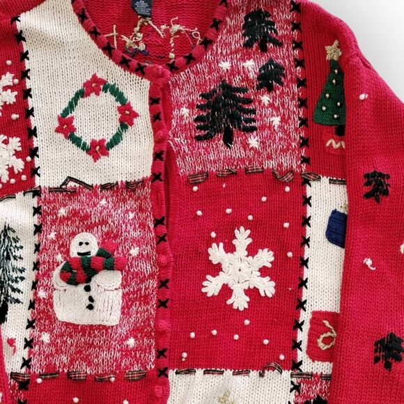 Design Originals Womens Cardigan Sz 2X Xmas Holiday Decorative Sweater Cotton Re - Picture 5 of 8